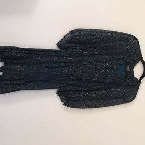 Dark blue patterned dress with billow sleeves